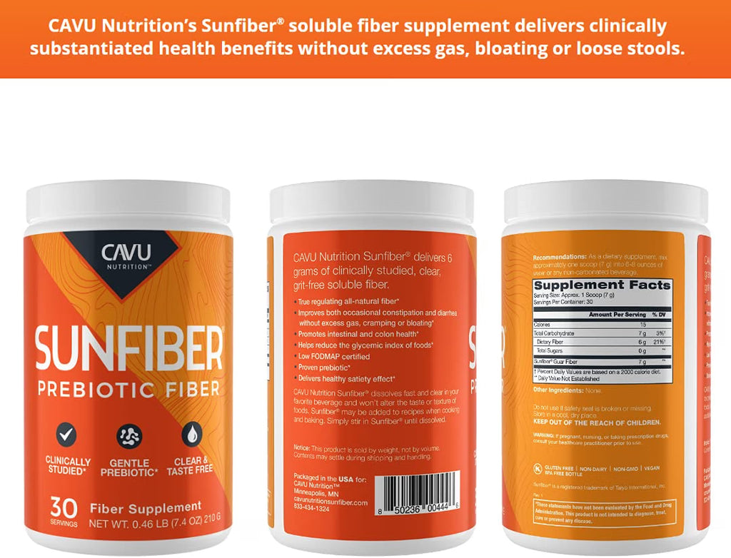 CAVU Sunfiber Soluble Prebiotic Fiber — 30 Servings