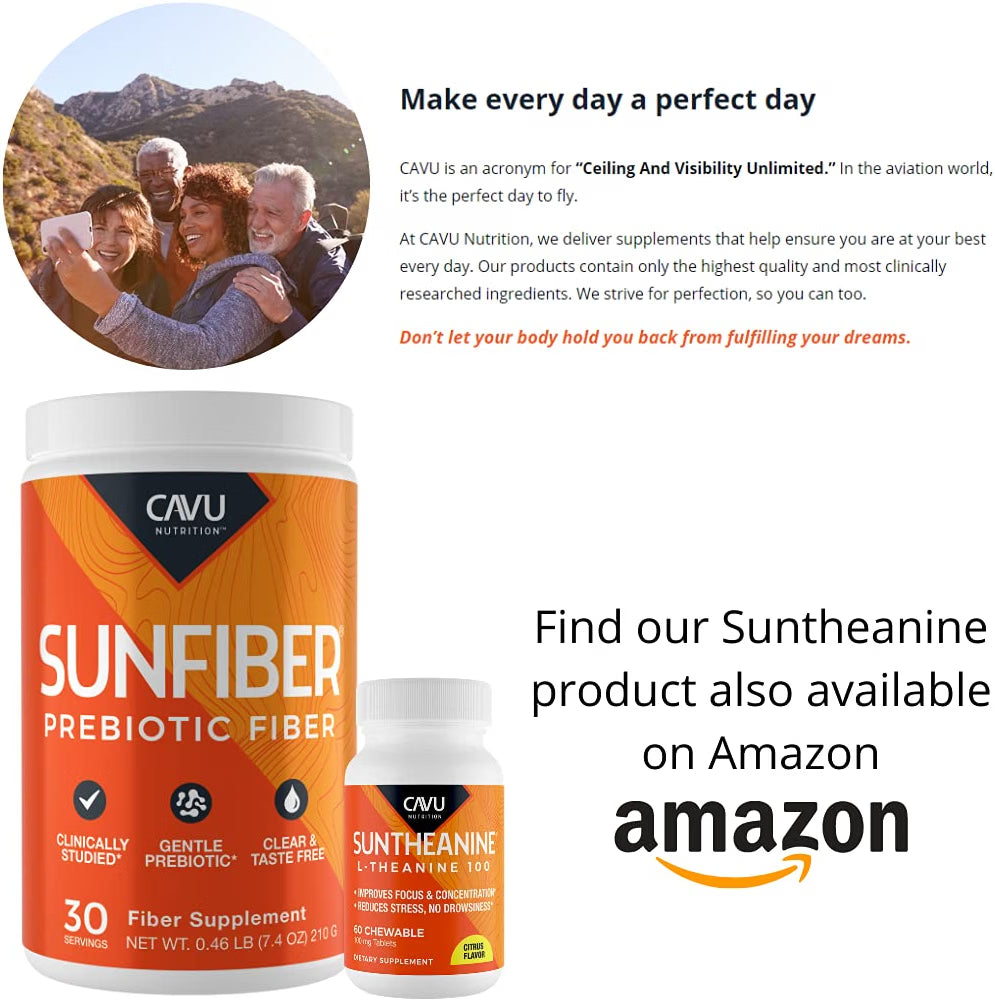 CAVU Sunfiber Soluble Prebiotic Fiber — 30 Servings