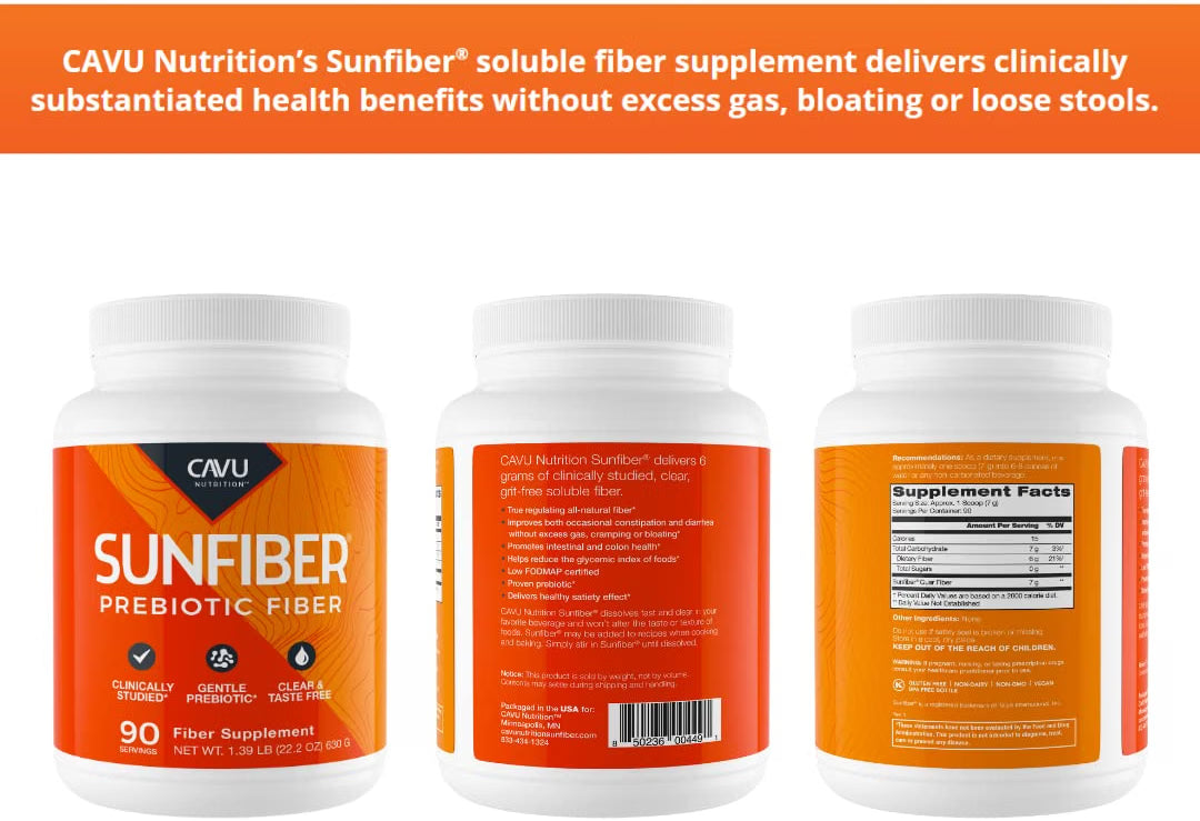 CAVU Sunfiber Soluble Prebiotic Fiber — 90 Servings